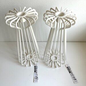 NWT Rare Vintage IKEA Trådig White Metal Candle Holders  | Set of 2